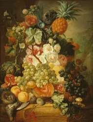 Nature morte avec fleurs et fruits